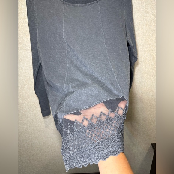Soft Surroundings Gray Cotton Tunic Top Decorative Hemline Lagenlook Size PXL - Picture 4 of 9